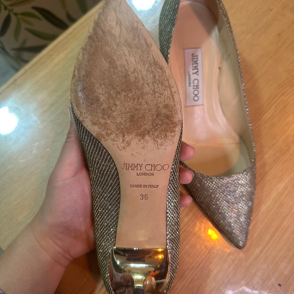 Jimmy Choo Glittering Gold Heels - Picture 4 of 7